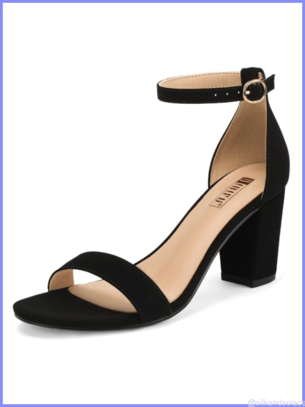 Chunky Block Heel Sandals Ankle Strap Open Toe Heels 3 Inch